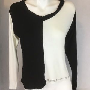 Bambina Mia New Black & White Color Block Top LS